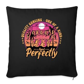 January 1981 birthday 1981 January 1981 - Sofa pillowcase 17,3'' x 17,3'' (45 x 45 cm) - black - Front