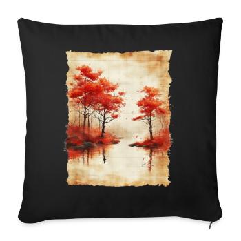 Classic Scenery Papyrus Scroll Onsen Japanese - Sofa pillowcase 17,3'' x 17,3'' (45 x 45 cm) - black - Front