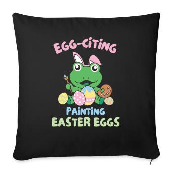 Cute Frogs for Easter with Easter Frog Eggs - Sofa pillowcase 17,3'' x 17,3'' (45 x 45 cm) - black - Front