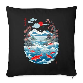 Esthétique Koi Carp Japon Vintage Streetwear - Housse de coussin décorative 45 x 45 cm - noir - Devant