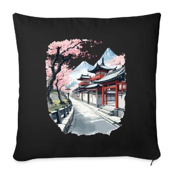 Japon Vintage Esthétique Rétro Streetwear Design - Housse de coussin décorative 45 x 45 cm - noir - Devant