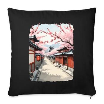 Fleurs de cerisier Japon Streetwear Street Art Design - Housse de coussin décorative 45 x 45 cm - noir - Devant
