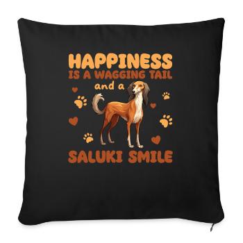 Happiness Is A Wagging Tail And A Saluki - Sofa pillowcase 17,3'' x 17,3'' (45 x 45 cm) - black - Front