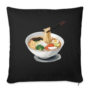 Soupe de nouilles ramen japonaise design esthétique - Housse de coussin décorative 45 x 45 cm - noir - Devant