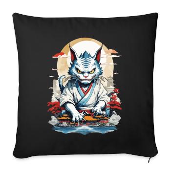 Asiatische Monster Katze Japan Yokai Ukiyo-E Style - Sofakissenbezug 45 x 45 cm - Schwarz - Vorne