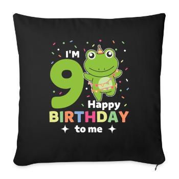 Frog for 9th birthday children nine years old - Sofa pillowcase 17,3'' x 17,3'' (45 x 45 cm) - black - Front