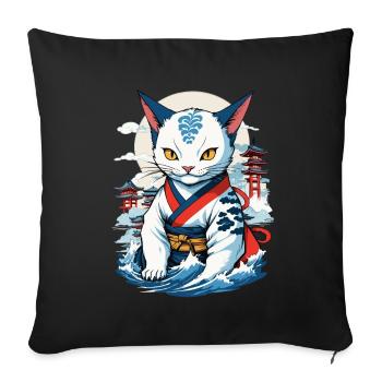 Esthétique Chat Amour Streetwear Japon Chats - Housse de coussin décorative 45 x 45 cm - noir - Devant