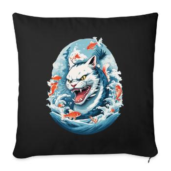 Sea Monster Cats Anime Style Cat Design - Sofa pillowcase 17,3'' x 17,3'' (45 x 45 cm) - black - Front