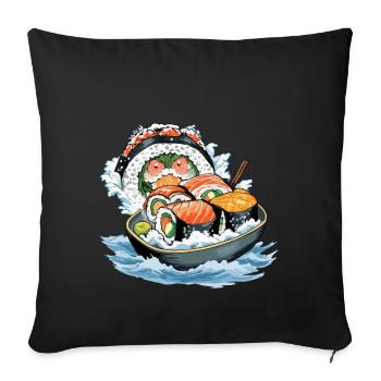 Funny Sushi Yokai Monster Loves Sushi - Sofa pillowcase 17,3'' x 17,3'' (45 x 45 cm) - black - Front