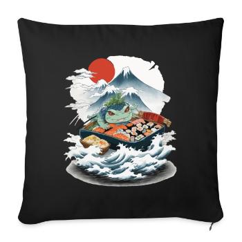 Ukiyo-E Japon Art Sushi Yokai Streetwear Design - Housse de coussin décorative 45 x 45 cm - noir - Devant