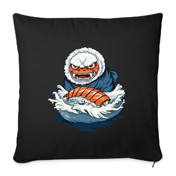 Drôle Sushi Yokai Rice Monster Streetwear - Housse de coussin décorative 45 x 45 cm - noir - Devant