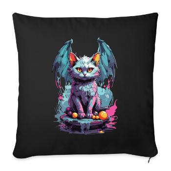 Pastell Goth Katze Dunkle Magie und Miau - Sofakissenbezug 45 x 45 cm - Schwarz - Vorne