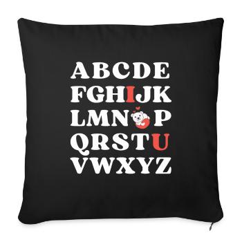 ABC Je t’aime enfants ours polaire Saint-Valentin - Housse de coussin décorative 45 x 45 cm - noir - Devant