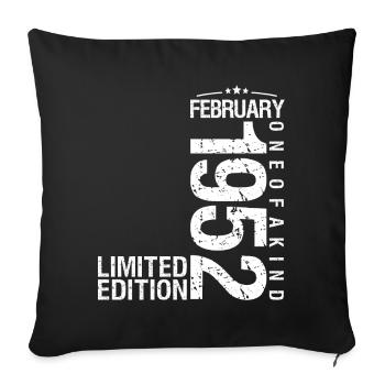 February 1952 February Anniversary February 1952 - Sofa pillowcase 17,3'' x 17,3'' (45 x 45 cm) - black - Front