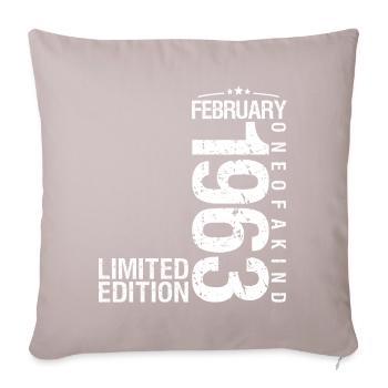 Février 1963 Février anniversaire Février 1963 - Housse de coussin décorative 45 x 45 cm - taupe clair - Devant
