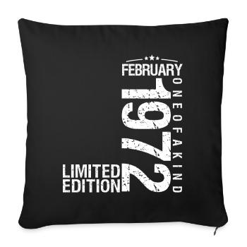 Février 1972 Février anniversaire January 1972 - Housse de coussin décorative 45 x 45 cm - noir - Devant