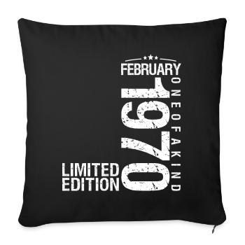 Février 1970 Février anniversaire Février 1970 - Housse de coussin décorative 45 x 45 cm - noir - Devant