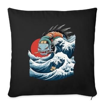 Lake Dragon Ukiyo-E Japan Vintage Aesthetic - Sofa pillowcase 17,3'' x 17,3'' (45 x 45 cm) - black - Front