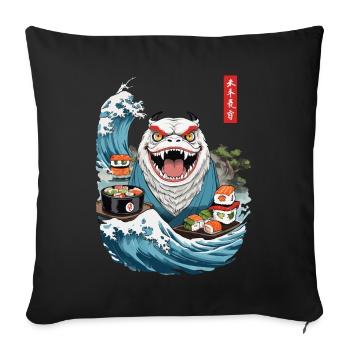 Japon Sushi Ukiyo-E Yokai Monster Streetwear Art - Housse de coussin décorative 45 x 45 cm - noir - Devant