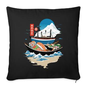 Sushi Bowl japonais Streetwear Art - Housse de coussin décorative 45 x 45 cm - noir - Devant