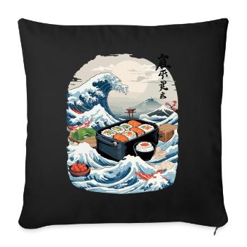 Japanese Sushi Ukiyo-E Art Aesthetic Design - Sofa pillowcase 17,3'' x 17,3'' (45 x 45 cm) - black - Front