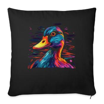 Watercolor Colorful Duck Colorful Animals - Sofa pillowcase 17,3'' x 17,3'' (45 x 45 cm) - black - Front