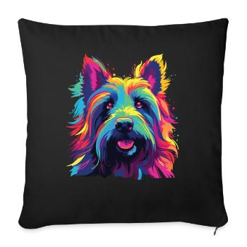 Wasserfarben Farbenfroher Skye Terrier - Sofakissenbezug 45 x 45 cm - Schwarz - Vorne