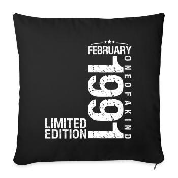 Février 1991 Février anniversaire January 1991 - Housse de coussin décorative 45 x 45 cm - noir - Devant