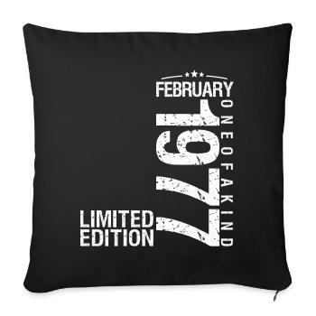 Février 1977 Février anniversaire January 1977 - Housse de coussin décorative 45 x 45 cm - noir - Devant