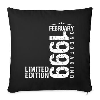 Février 1999 Février anniversaire February 1999 - Housse de coussin décorative 45 x 45 cm - noir - Devant