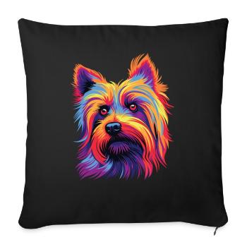 Wasserfarben Farbenfroher Silky Terrier - Sofakissenbezug 45 x 45 cm - Schwarz - Vorne