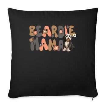Bearded Collie Groovy Beardie Mom - Sofa pillowcase 17,3'' x 17,3'' (45 x 45 cm) - black - Front