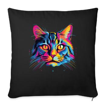 Watercolor Colorful Domestic Shorthair - Sofa pillowcase 17,3'' x 17,3'' (45 x 45 cm) - black - Front