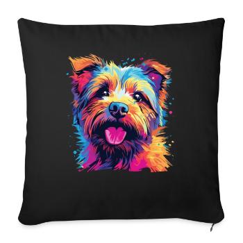 Wasserfarben Farbenfroher Norfolk Terrier - Sofakissenbezug 45 x 45 cm - Schwarz - Vorne