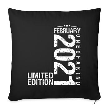 Février 2021 Février anniversaire February 2021 - Housse de coussin décorative 45 x 45 cm - noir - Devant