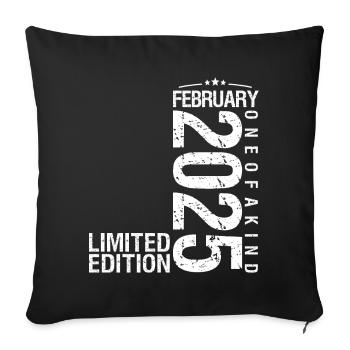 Février 2025 Février anniversaire February 2025 - Housse de coussin décorative 45 x 45 cm - noir - Devant