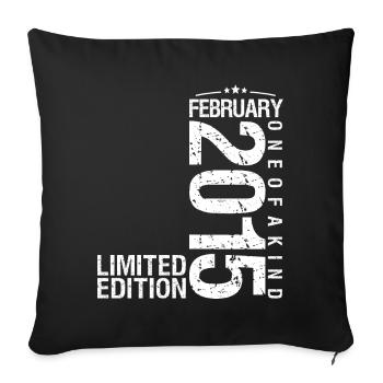 Février 2015 Février anniversaire February 2015 - Housse de coussin décorative 45 x 45 cm - noir - Devant