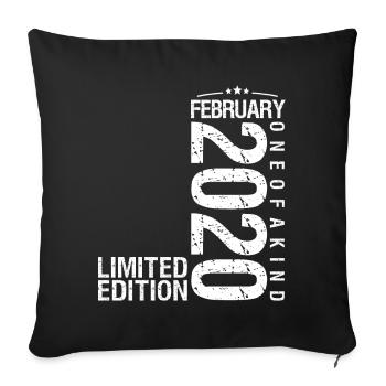 Février 2020 Février anniversaire February 2020 - Housse de coussin décorative 45 x 45 cm - noir - Devant