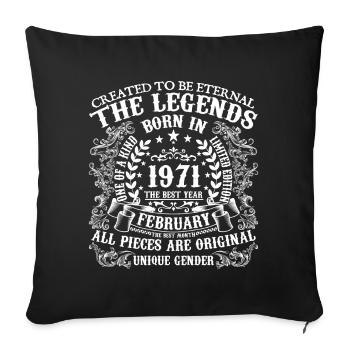 Février 1971 anniversaire 1971 Février année - Housse de coussin décorative 45 x 45 cm - noir - Devant