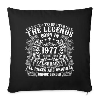 Février 1977 anniversaire 1977 Février année - Housse de coussin décorative 45 x 45 cm - noir - Devant
