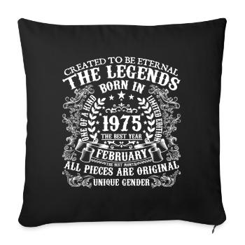 February 1975 Anniversary 1975 February Year - Sofa pillowcase 17,3'' x 17,3'' (45 x 45 cm) - black - Front