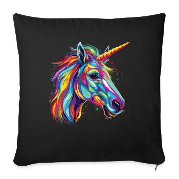Watercolor Colorful Unicorn Colorful Animals - Sofa pillowcase 17,3'' x 17,3'' (45 x 45 cm) - black - Front