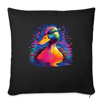 Watercolor Colorful Duck Colorful Animals - Sofa pillowcase 17,3'' x 17,3'' (45 x 45 cm) - black - Front