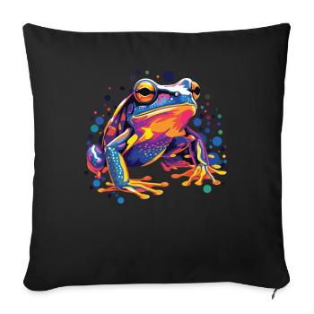 Watercolor Colorful Frog Colorful Animals - Sofa pillowcase 17,3'' x 17,3'' (45 x 45 cm) - black - Front