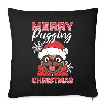 Hund trägt Santa Hut Hundetätigungsbegleiter - Sofakissenbezug 45 x 45 cm - Schwarz - Vorne