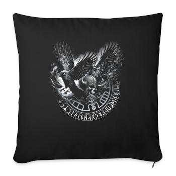 Corbeau du Valhalla Corbeaux Runes d’Odin Boussole nordique - Housse de coussin décorative 45 x 45 cm - noir - Devant