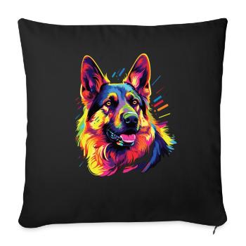 Watercolor Colorful German Shepherd - Sofa pillowcase 17,3'' x 17,3'' (45 x 45 cm) - black - Front