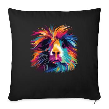 Aquarelle Coloré Cochon D’Inde Coloré - Housse de coussin décorative 45 x 45 cm - noir - Devant