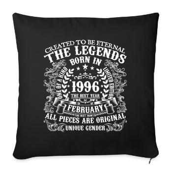 February 1996 Anniversary 1996 February Year - Sofa pillowcase 17,3'' x 17,3'' (45 x 45 cm) - black - Front