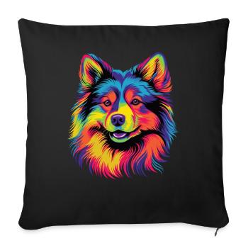 Watercolor Colorful Finnish Lapphund - Sofa pillowcase 17,3'' x 17,3'' (45 x 45 cm) - black - Front